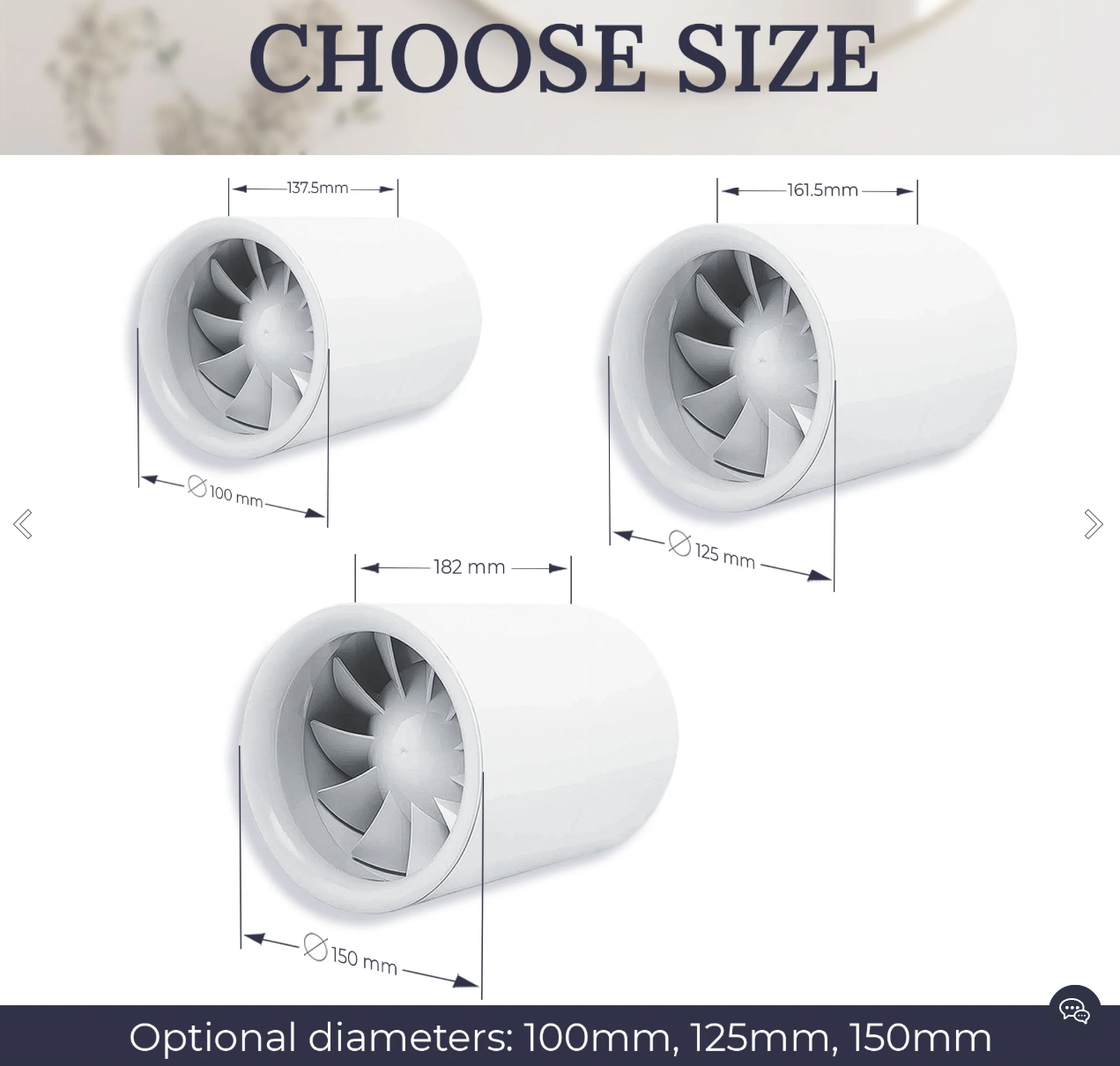 Extractor de conducto Vents Quietline 100 125 150 mm